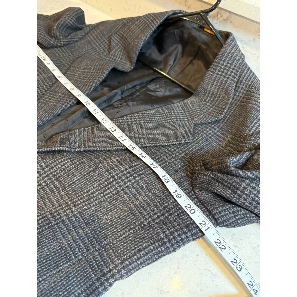 New River Mens 38R Glen Plaid Blazer Grey Brown Made in USA Sport Coat
